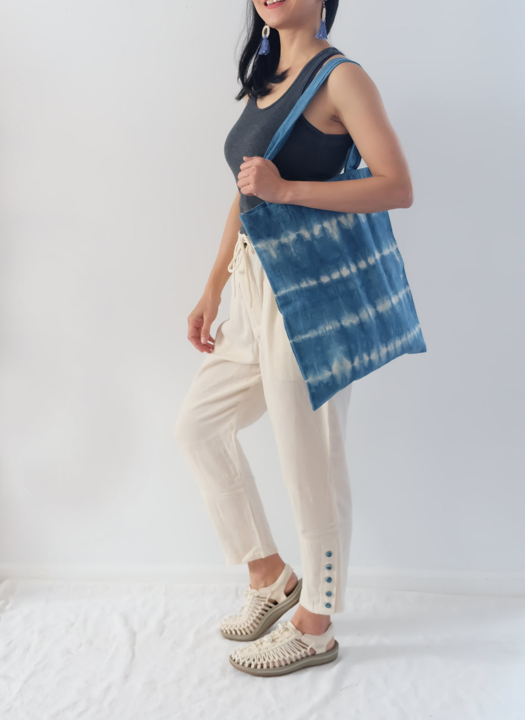 Hand-Dyed Indigo Cotton Tote Bag