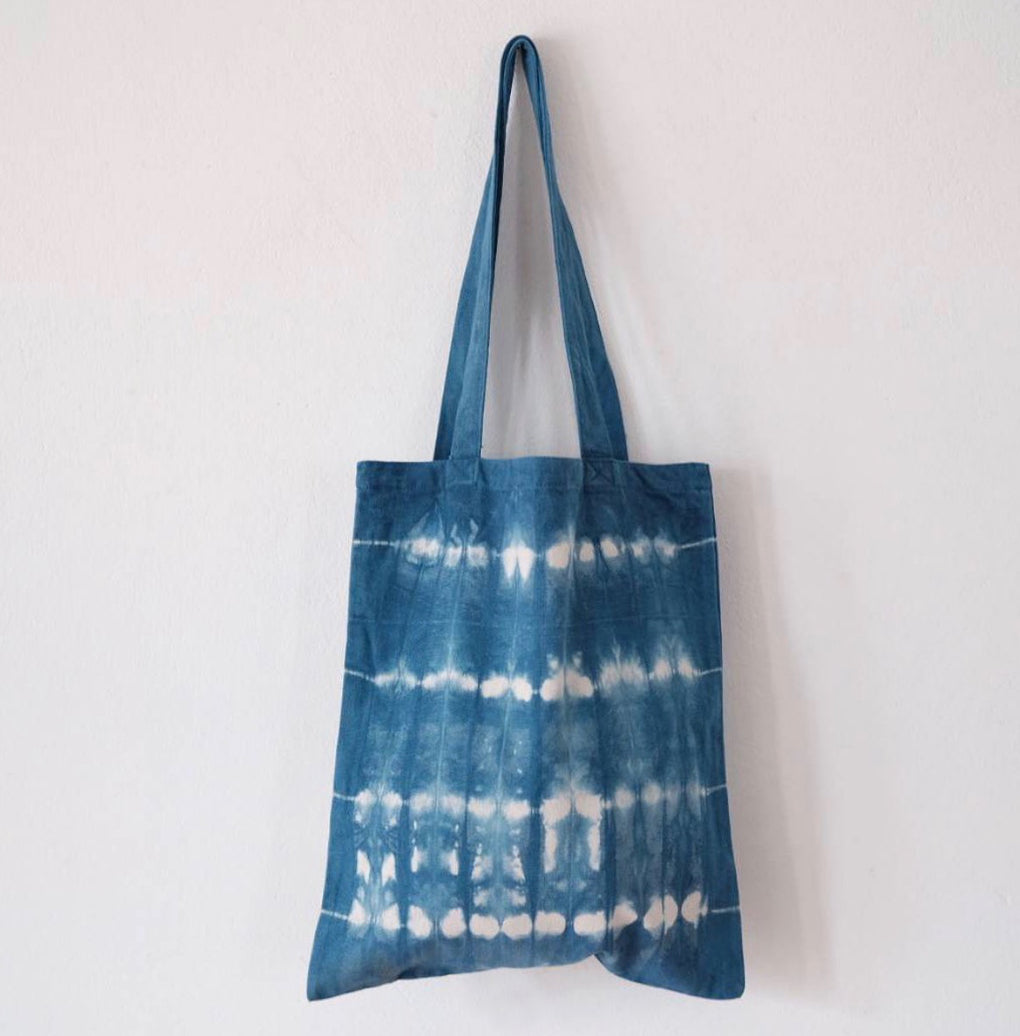 Hand-Dyed Indigo Cotton Tote Bag